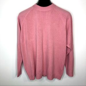 PLUS SIZE VINTAGE Shell Pink Mock Neck Sweater Luxelon with Zipper 1X 14/16